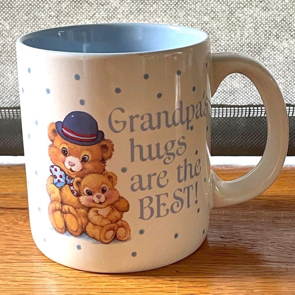 Vintage American Greetings Grandpa Hugs Teddy Bear Stoneware Coffee Mug Korea